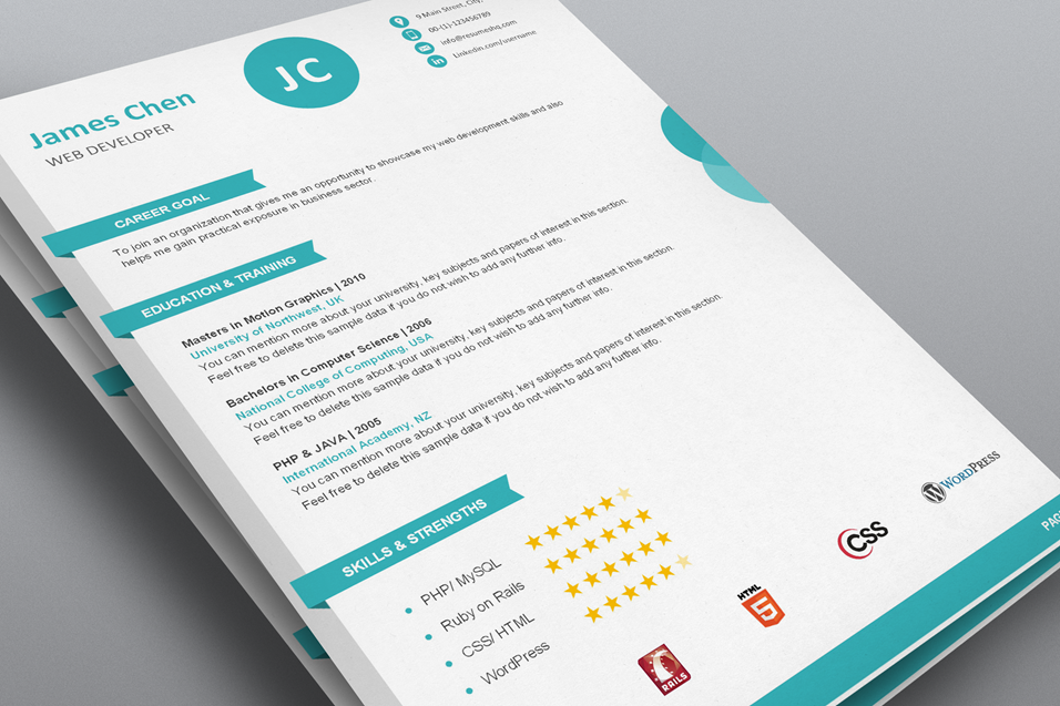 creative resume template word flat 50 off use coupon